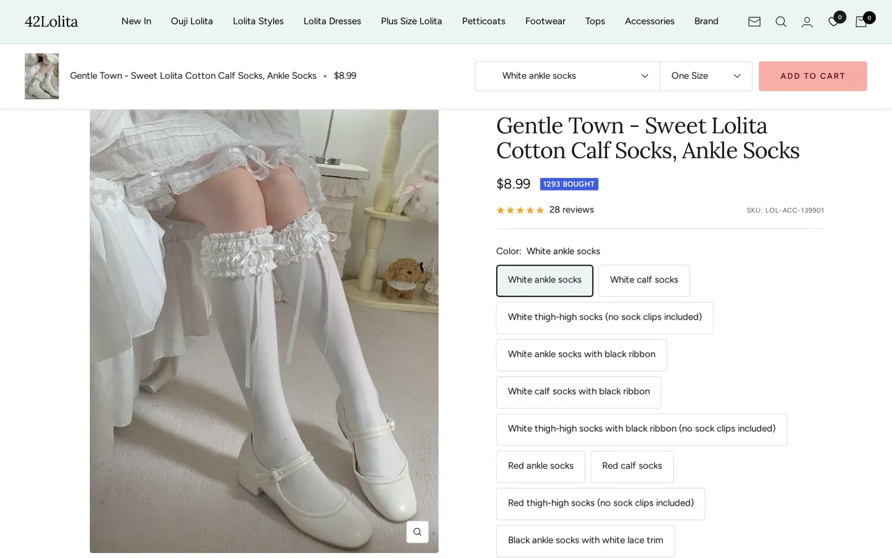 42Lolita Product Detail (PDP), product detail page, captured Oct 26, 2026