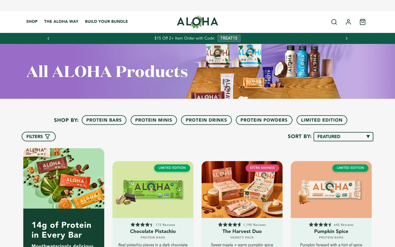 ALOHA Product Listing (PLP), category listing page, captured Oct 20, 2026
