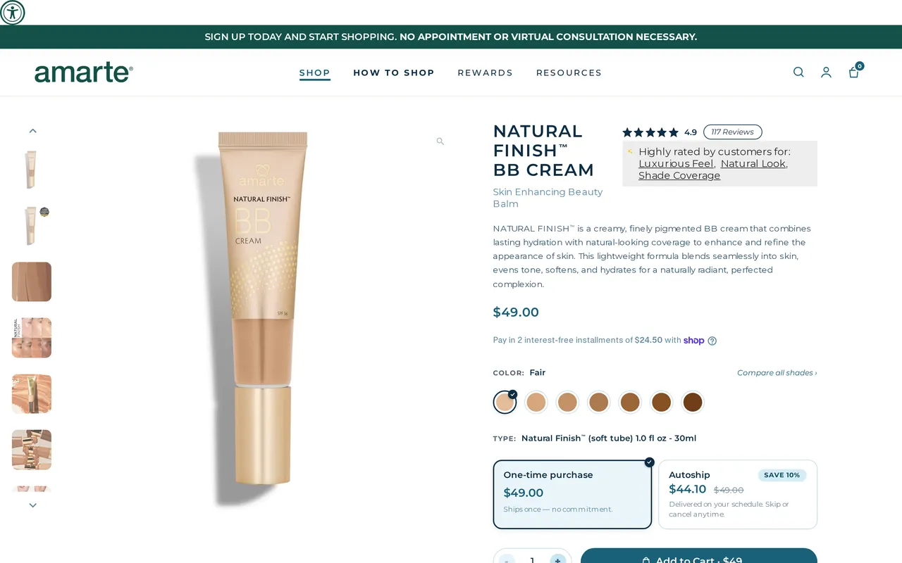Amarte Product Detail (PDP), product detail page, captured Oct 26, 2026