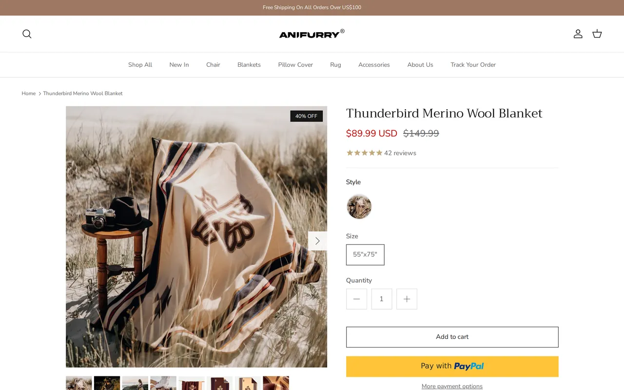Anifurry Product Detail (PDP), product detail page, captured Oct 26, 2026