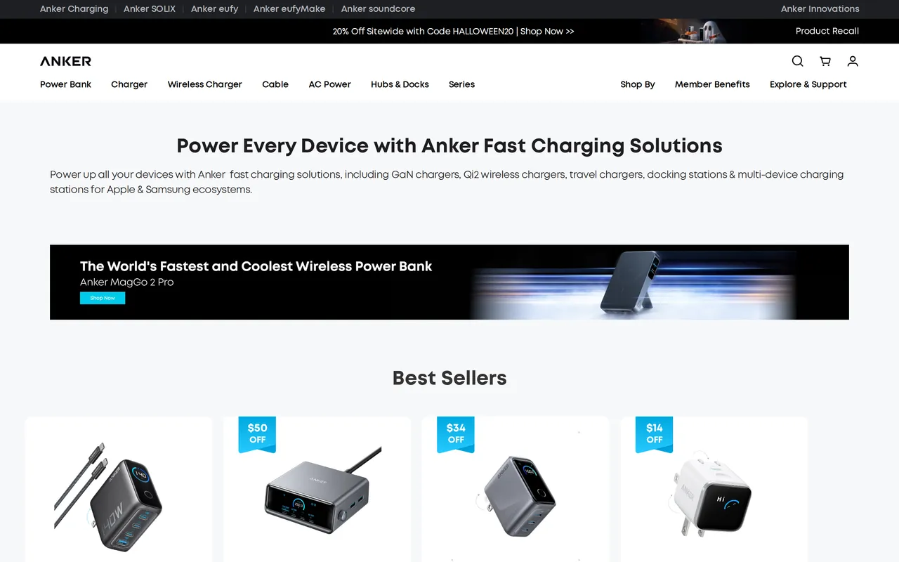 Anker Product Listing (PLP), category listing page, captured Oct 26, 2026