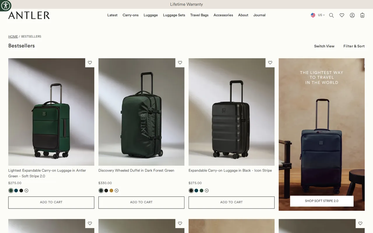 Antler Product Listing (PLP), category listing page, captured Oct 26, 2026