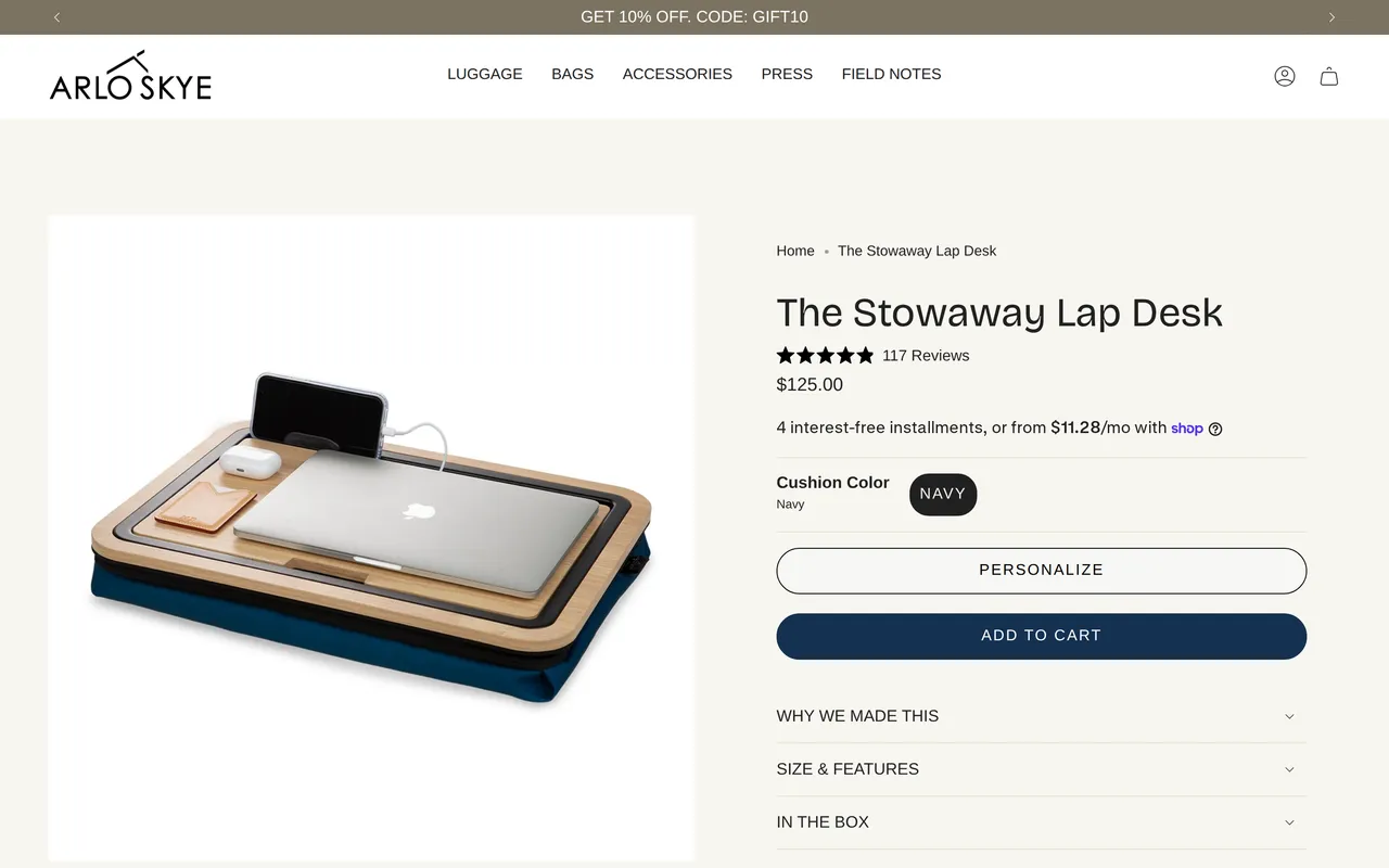 Arlo Skye Product Detail (PDP), product detail page, captured Oct 27, 2026
