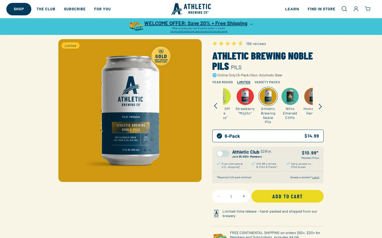 Athletic Brewing Product Detail (PDP), product detail page, captured Oct 26, 2026