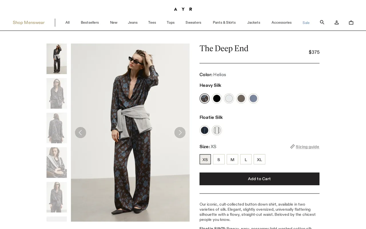 AYR Product Detail (PDP), product detail page, captured Oct 26, 2026