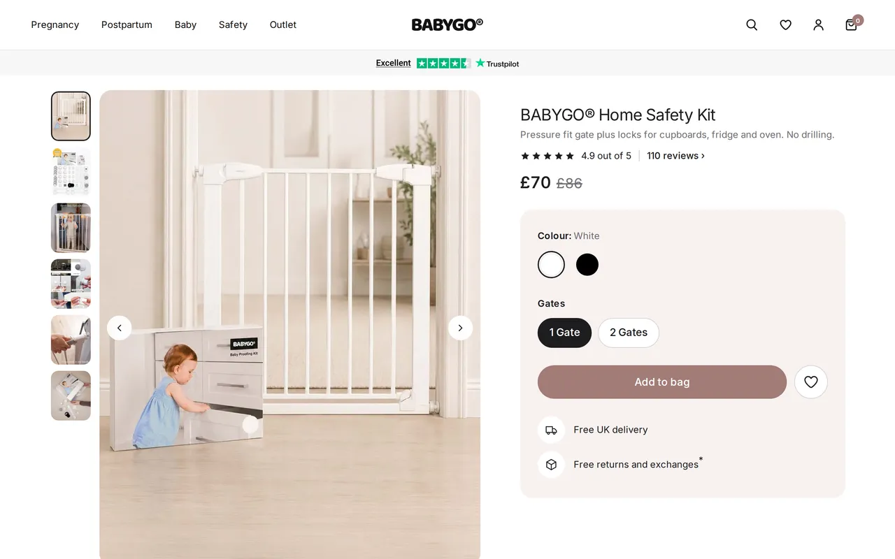 BABYGO Product Detail (PDP), product detail page, captured Oct 18, 2026