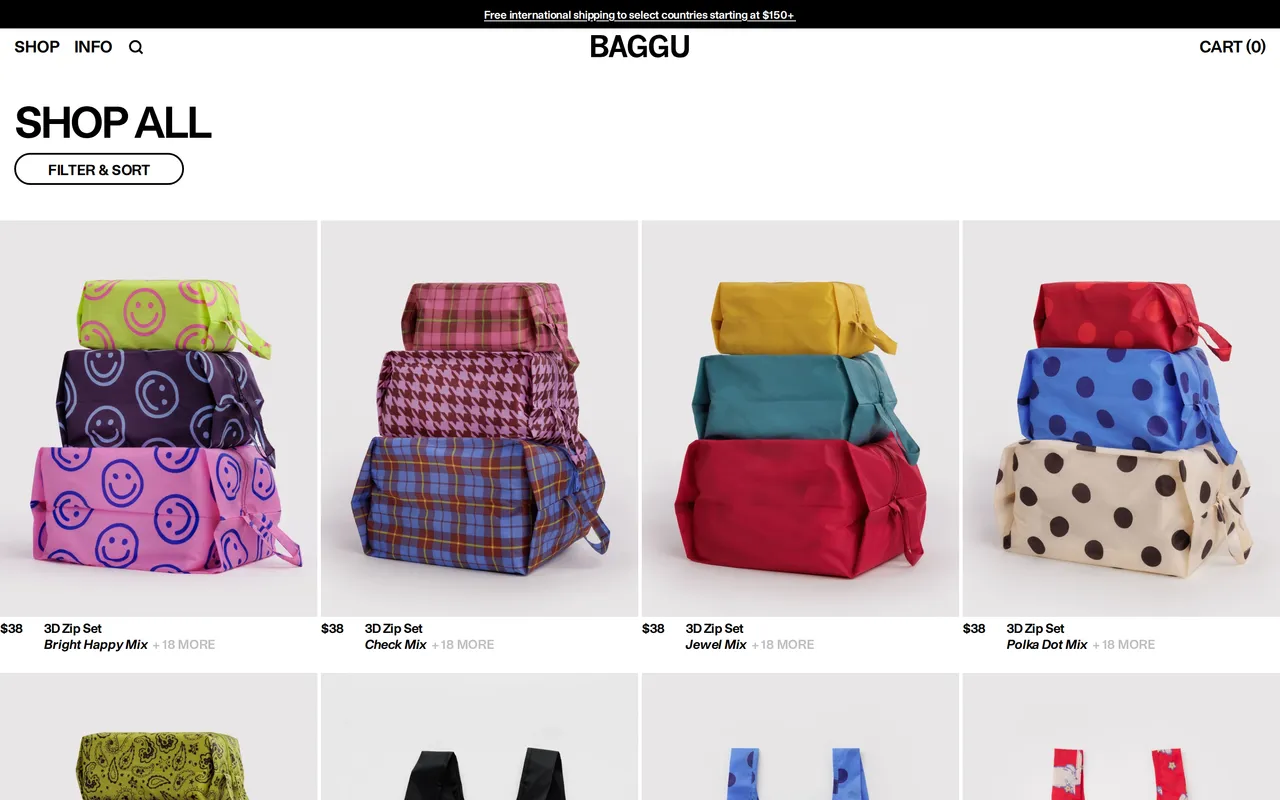 Baggu Product Listing (PLP), category listing page, captured Oct 26, 2026