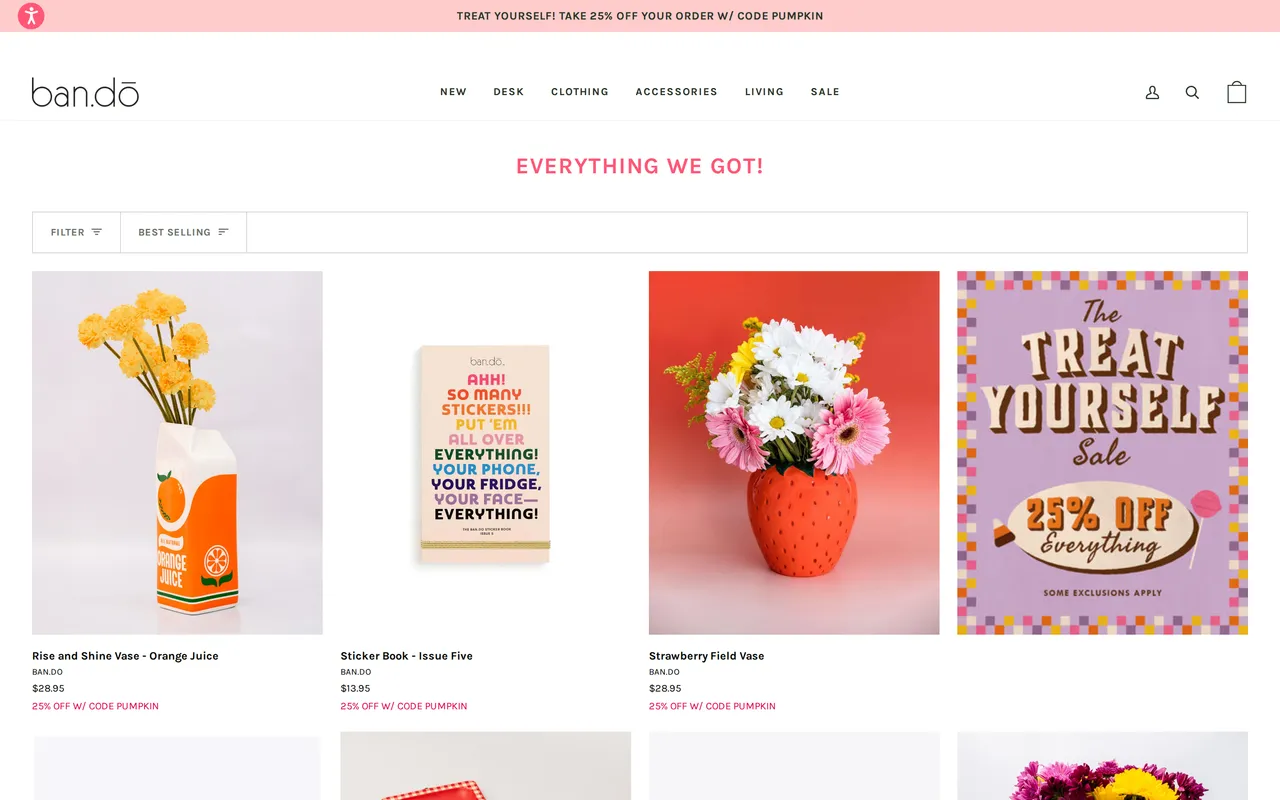 ban.do Product Listing (PLP), category listing page, captured Oct 26, 2026