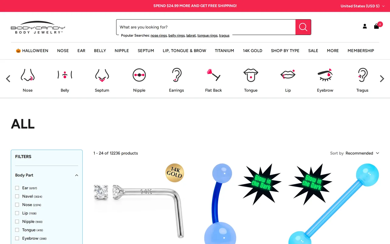 BodyCandy Product Listing (PLP), category listing page, captured Oct 26, 2026