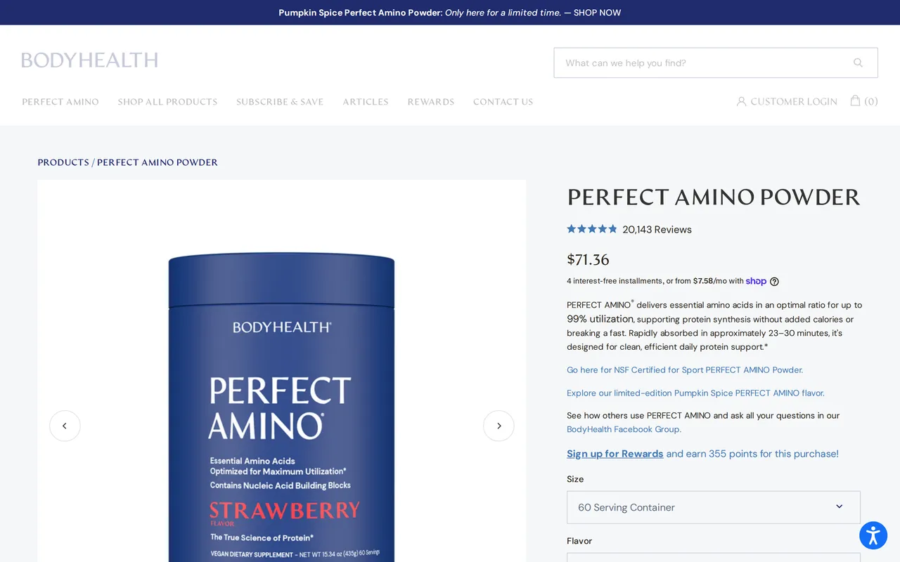Bodyhealth.com llc Product Detail (PDP), product detail page, captured Oct 26, 2026