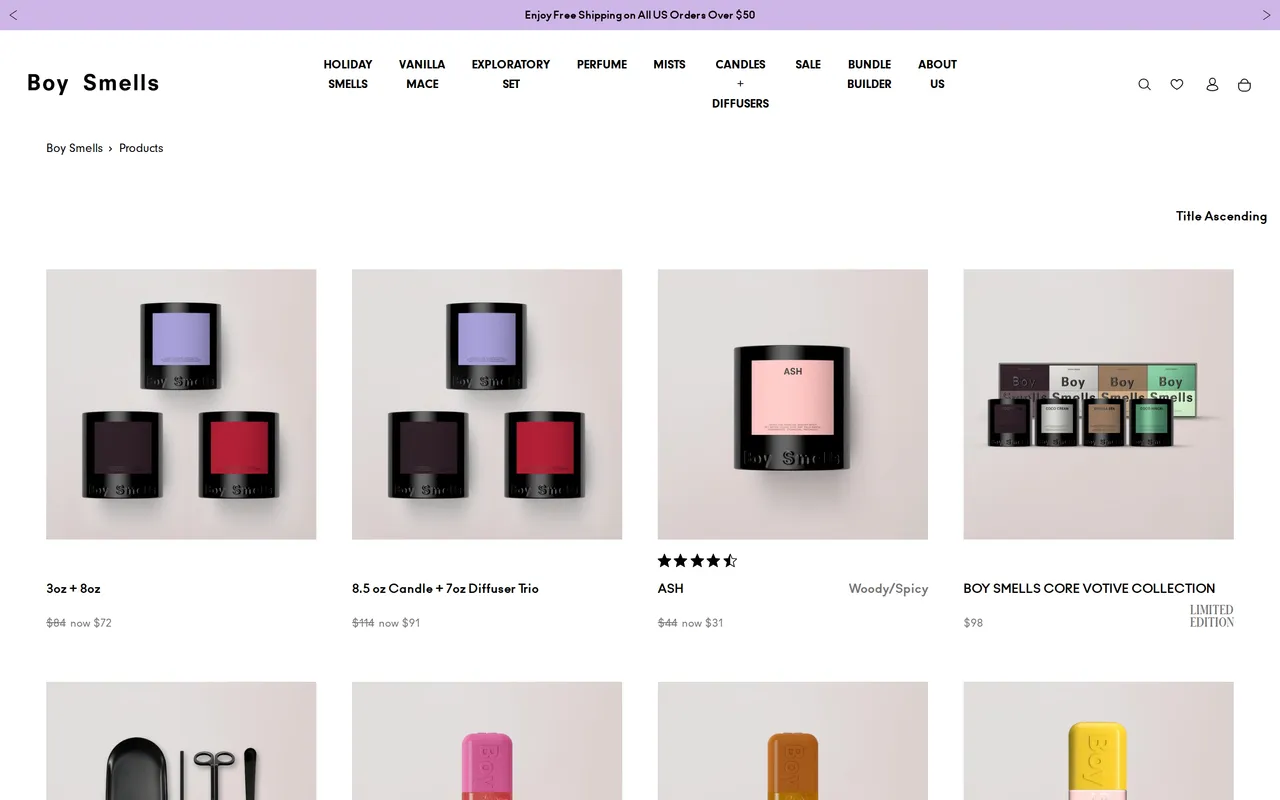Boy Smells Product Listing (PLP), category listing page, captured Oct 26, 2026