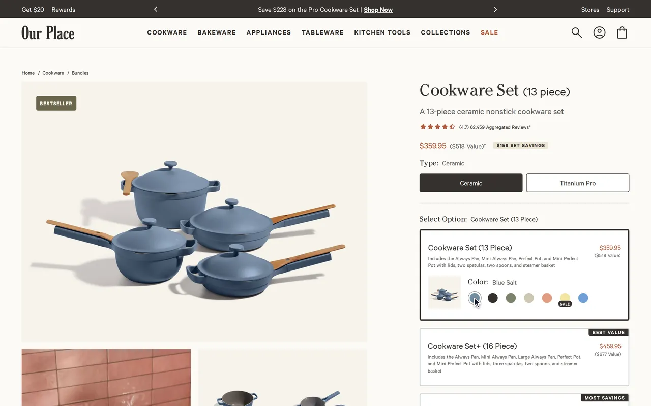 fromourplace.com page before add to cart