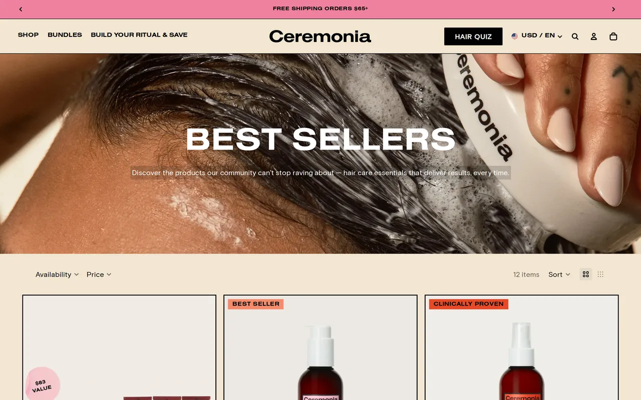 Ceremonia Product Listing (PLP), category listing page, captured Oct 26, 2026