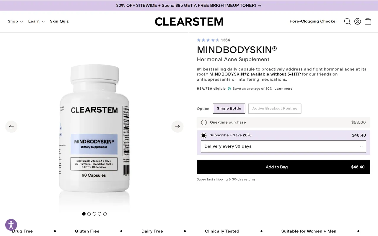 Clearstem Product Detail (PDP), product detail page, captured Oct 26, 2026