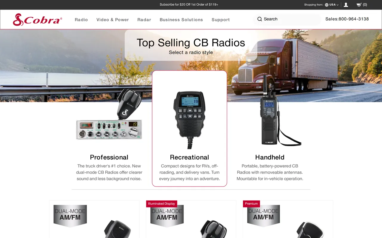Cobra Product Listing (PLP), category listing page, captured Oct 21, 2026