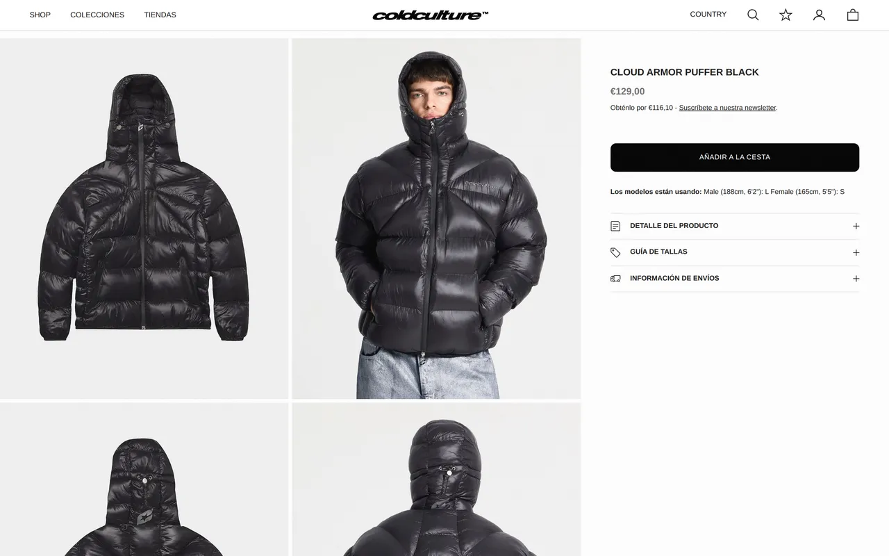 Cold Culture Product Detail (PDP), product detail page, captured Oct 26, 2026