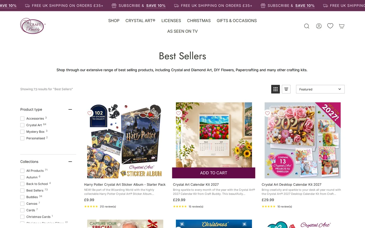 Craft Buddy Product Listing (PLP), category listing page, captured Oct 19, 2026