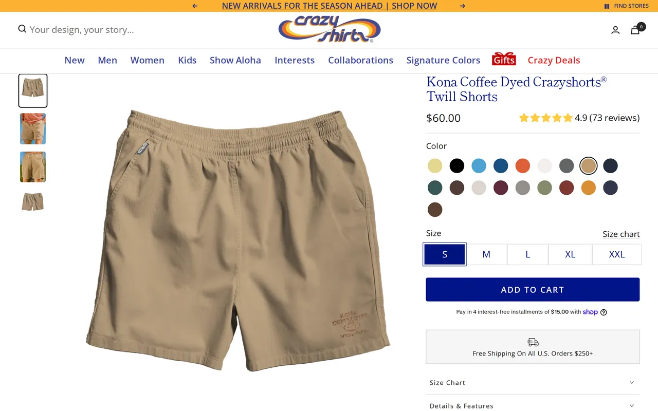 Crazy Shirts Product Detail (PDP), product detail page, captured Oct 18, 2026