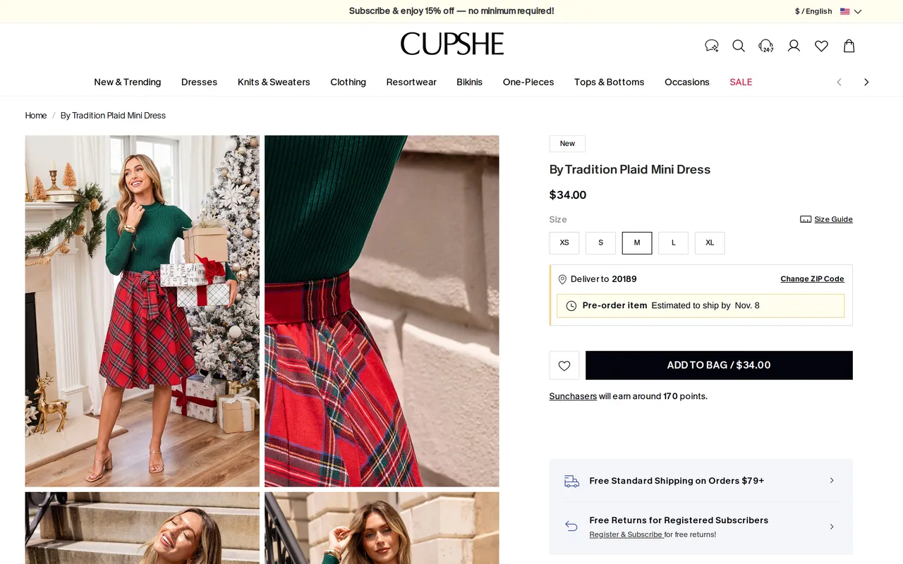 Cupshe Product Detail (PDP), product detail page, captured Oct 26, 2026