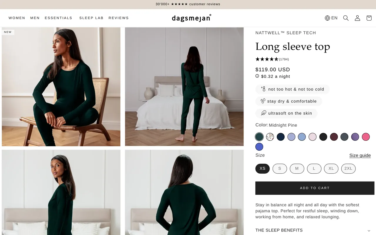 Dagsmejan Product Detail (PDP), product detail page, captured Oct 26, 2026