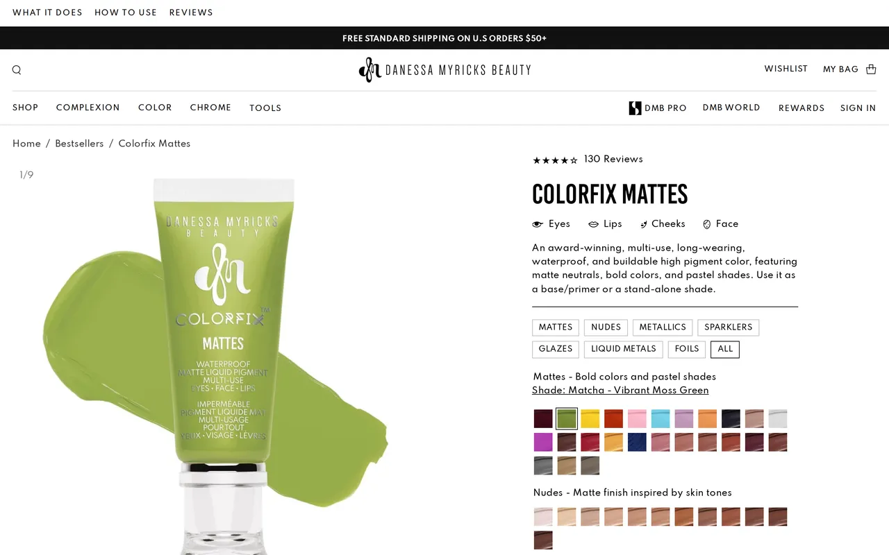Danessa Myricks Beauty Product Detail (PDP), product detail page, captured Oct 26, 2026