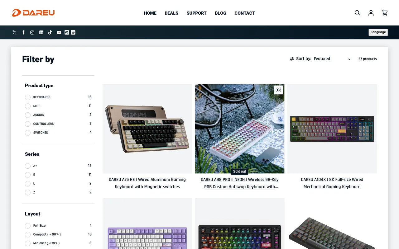 Dareu Product Listing (PLP), category listing page, captured Oct 28, 2026