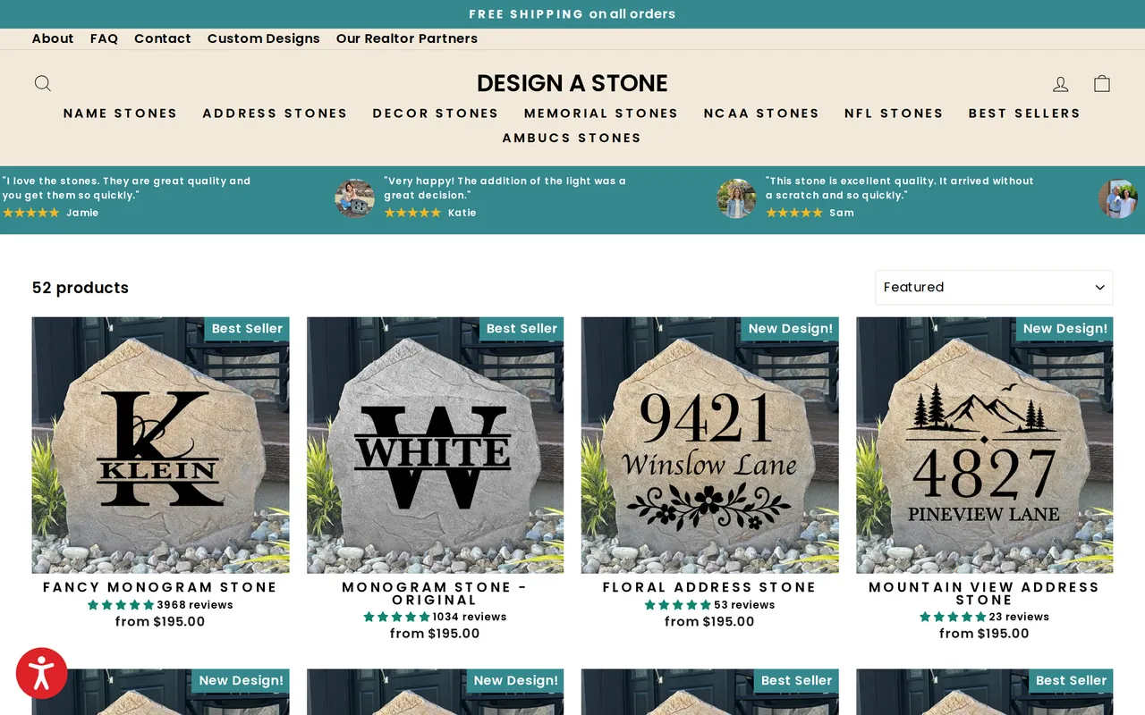 Design A Stone Product Listing (PLP), category listing page, captured Oct 18, 2026