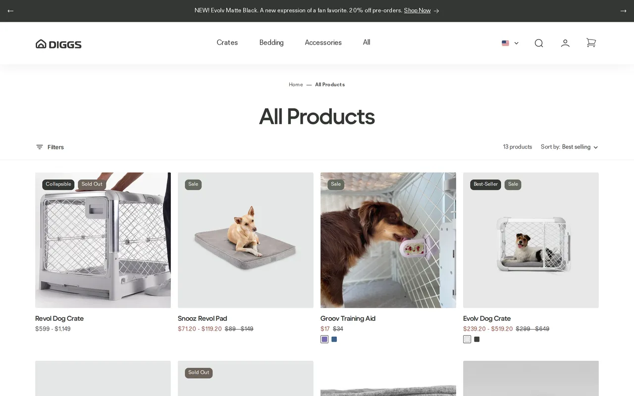 Diggs Product Listing (PLP), category listing page, captured Oct 26, 2026