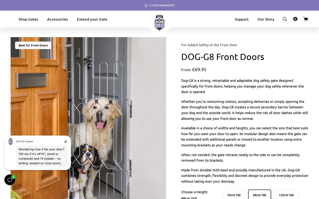 Dog-G8 Product Detail (PDP), product detail page, captured Oct 30, 2026