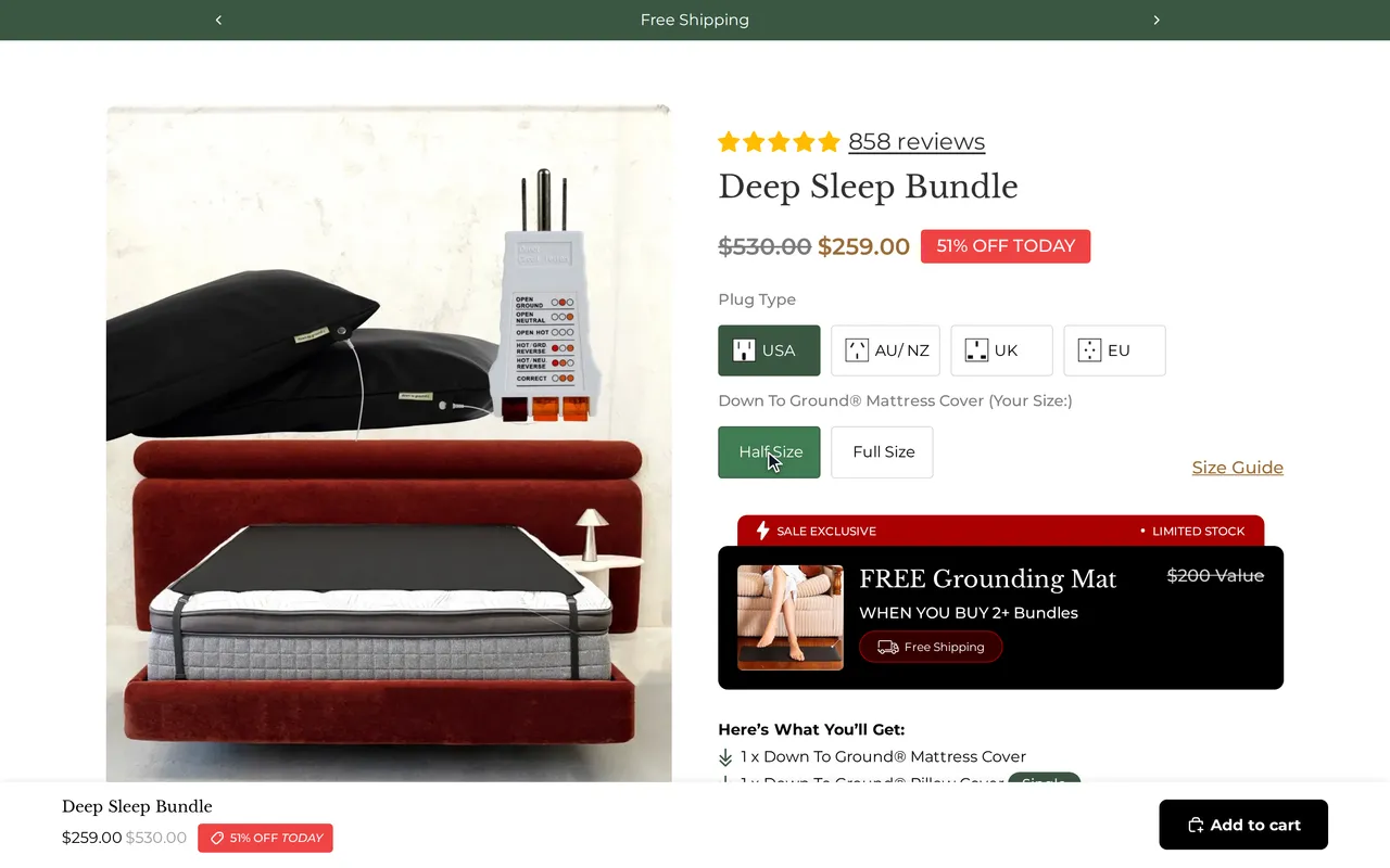 downtoground.co page before add to cart