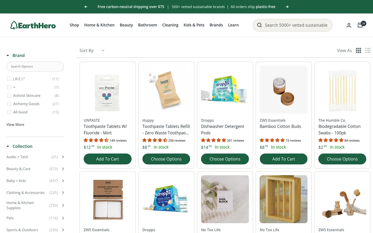 EarthHero Product Listing (PLP), category listing page, captured Oct 26, 2026