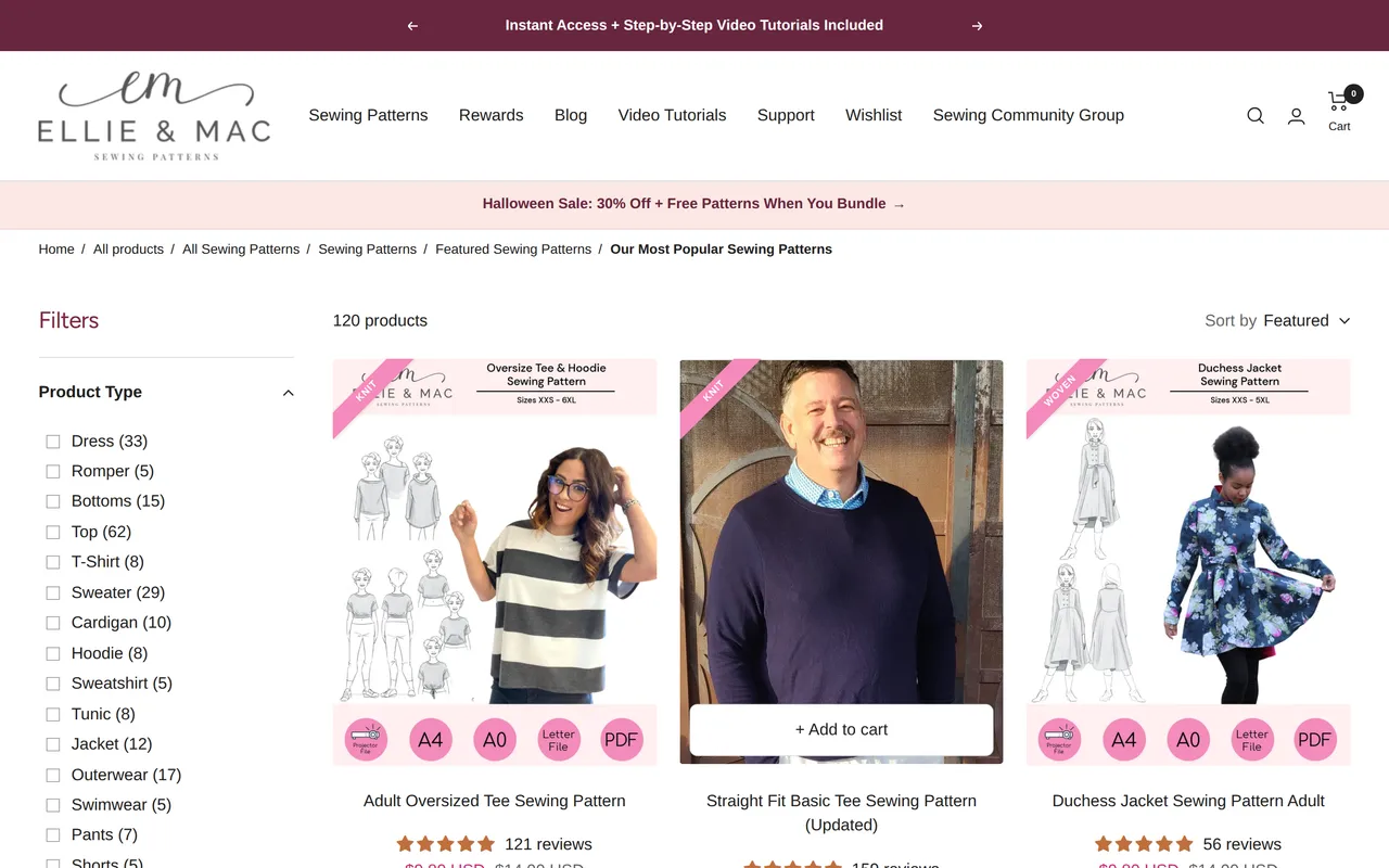 Ellie and Mac Product Listing (PLP), category listing page, captured Oct 26, 2026