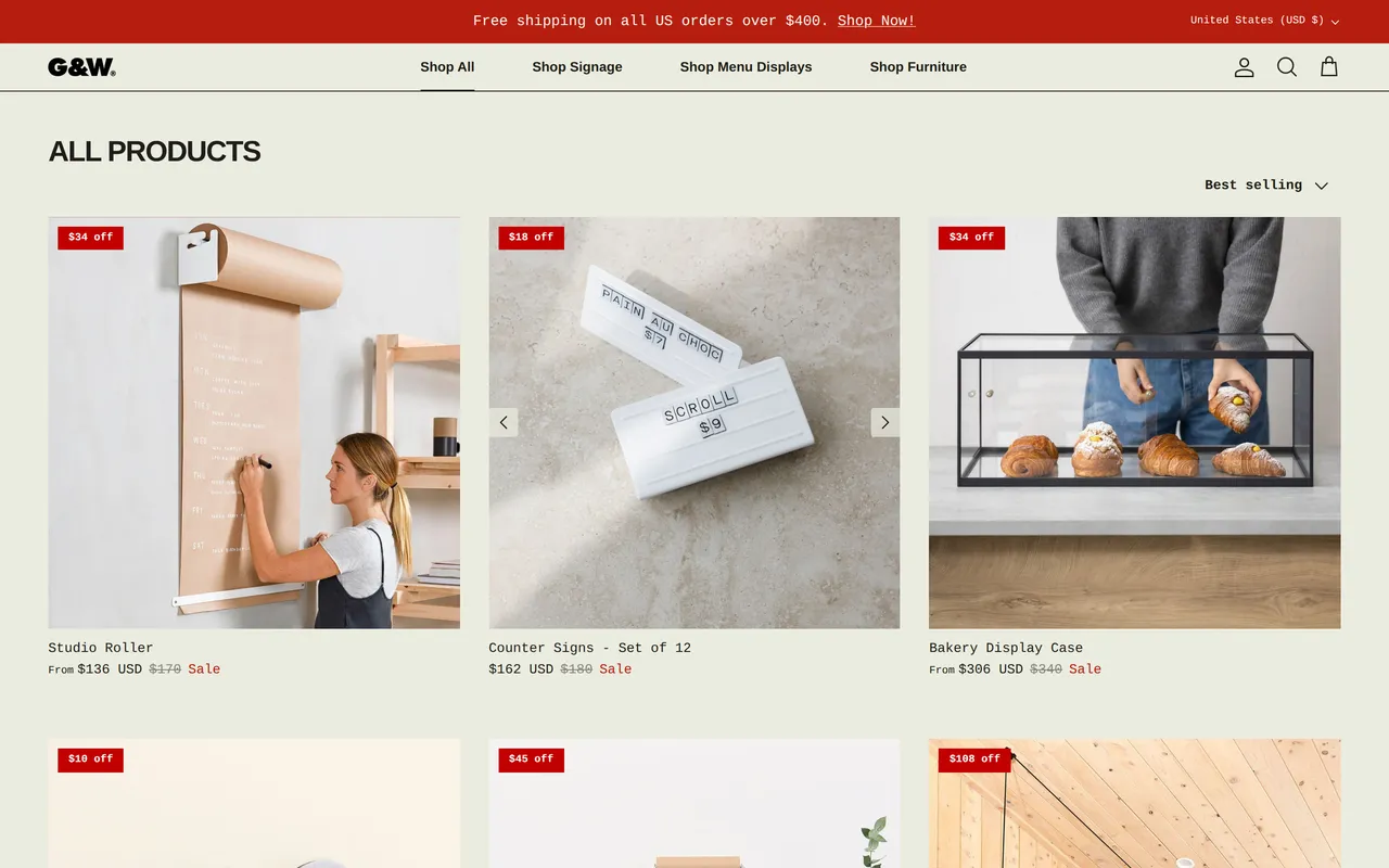 George and Willy Product Listing (PLP), category listing page, captured Oct 26, 2026