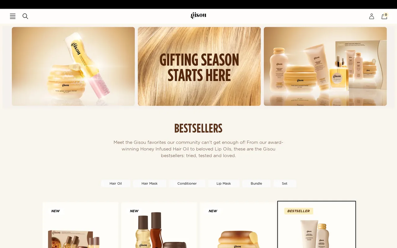 Gisou Product Listing (PLP), category listing page, captured Oct 26, 2026