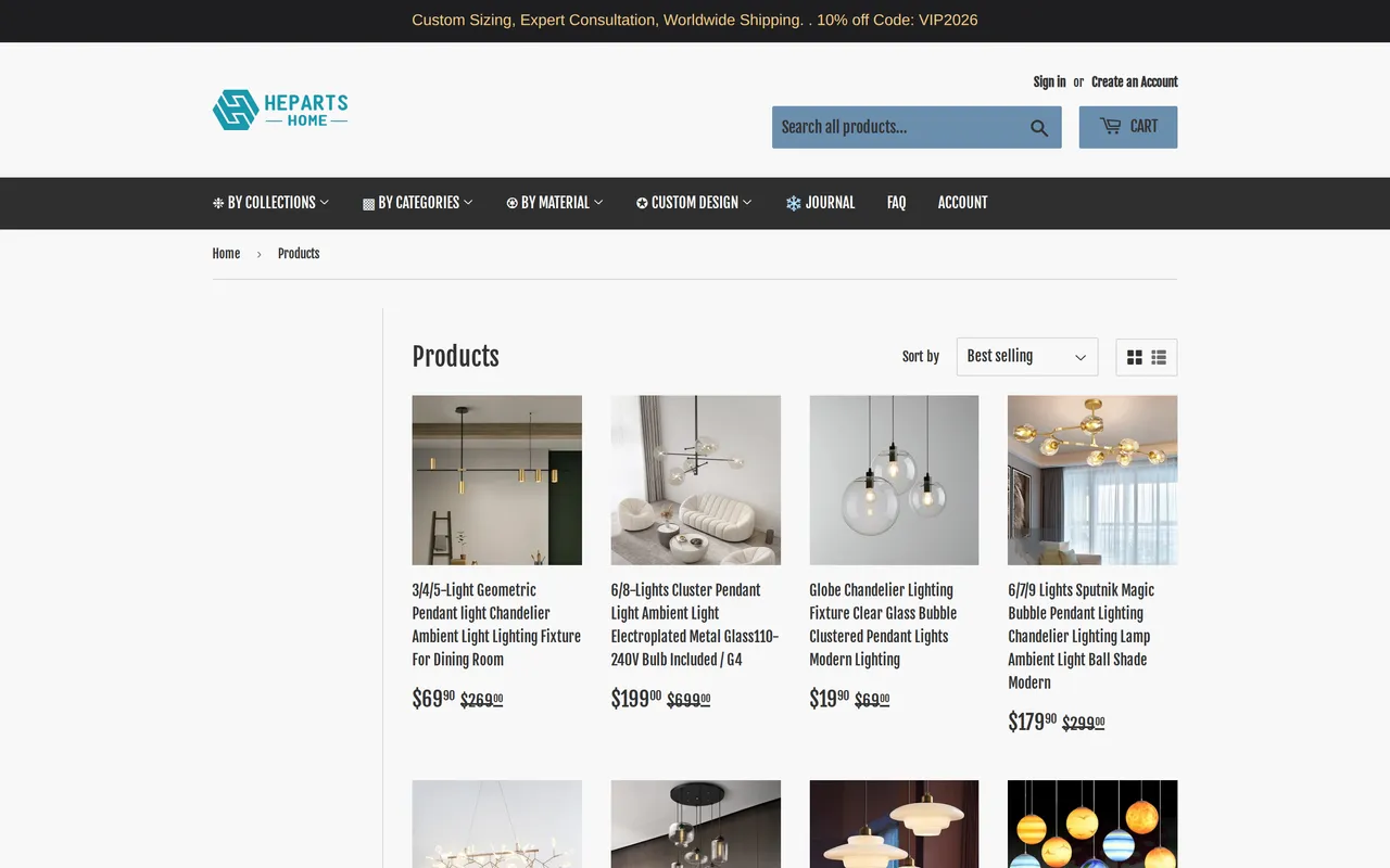 Heparts Product Listing (PLP), category listing page, captured Oct 26, 2026