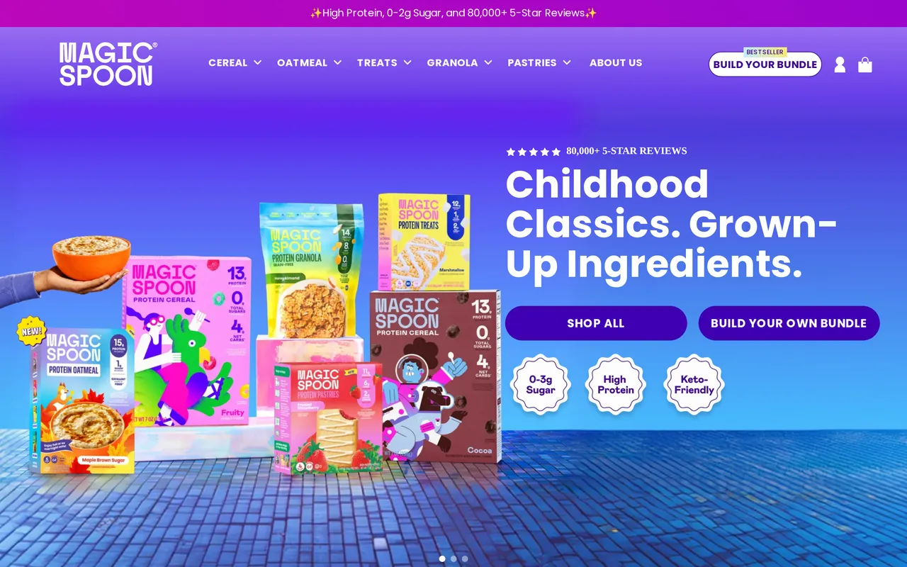 magicspoon.com homepage with promo banner