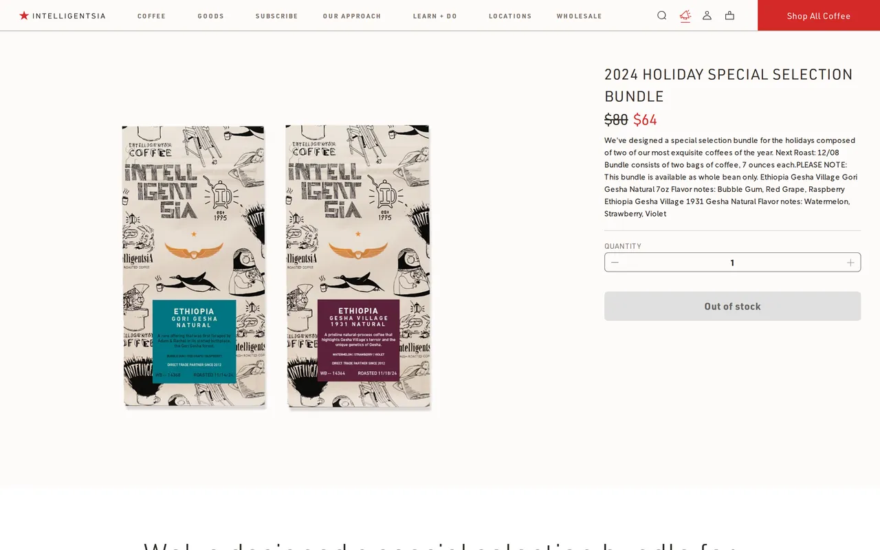 Intelligentsia Product Detail (PDP), product detail page, captured Oct 26, 2026