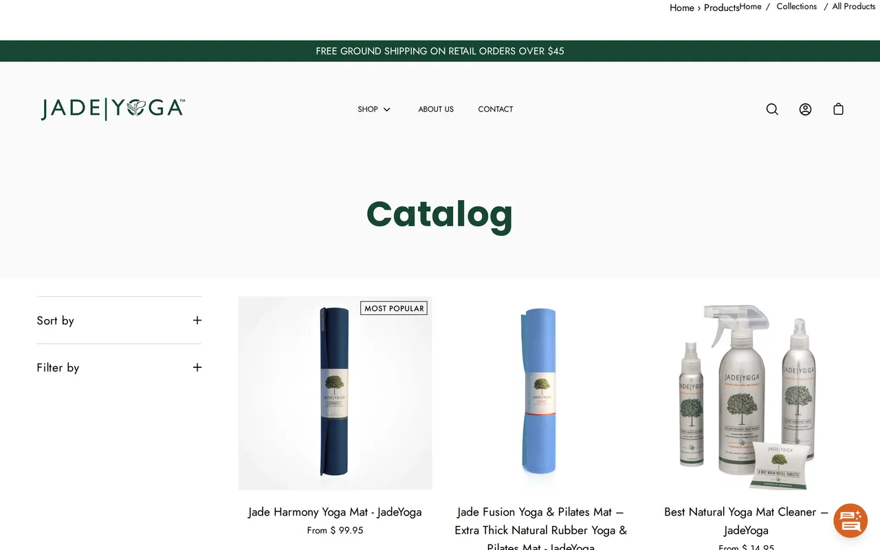 JadeYoga Product Listing (PLP), category listing page, captured Oct 26, 2026