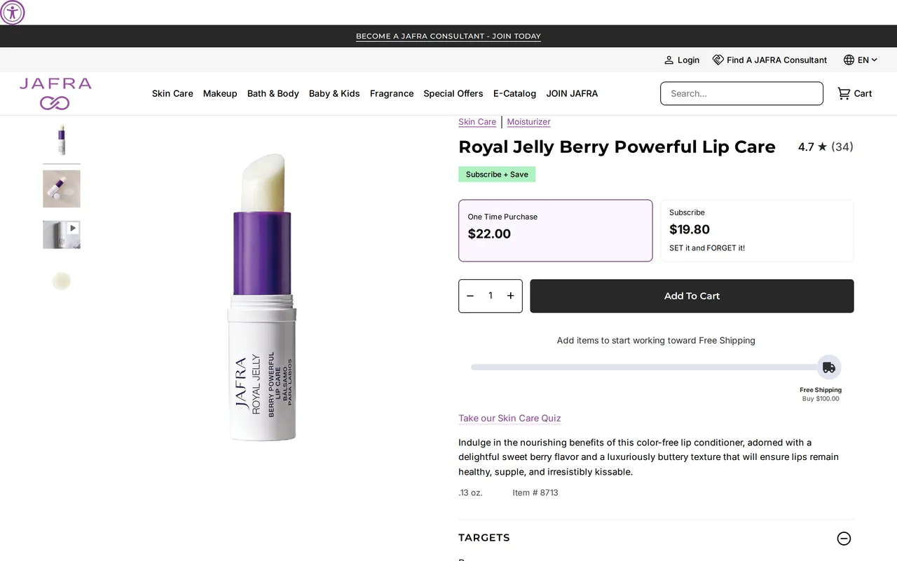 JAFRA Product Detail (PDP), product detail page, captured Oct 18, 2026