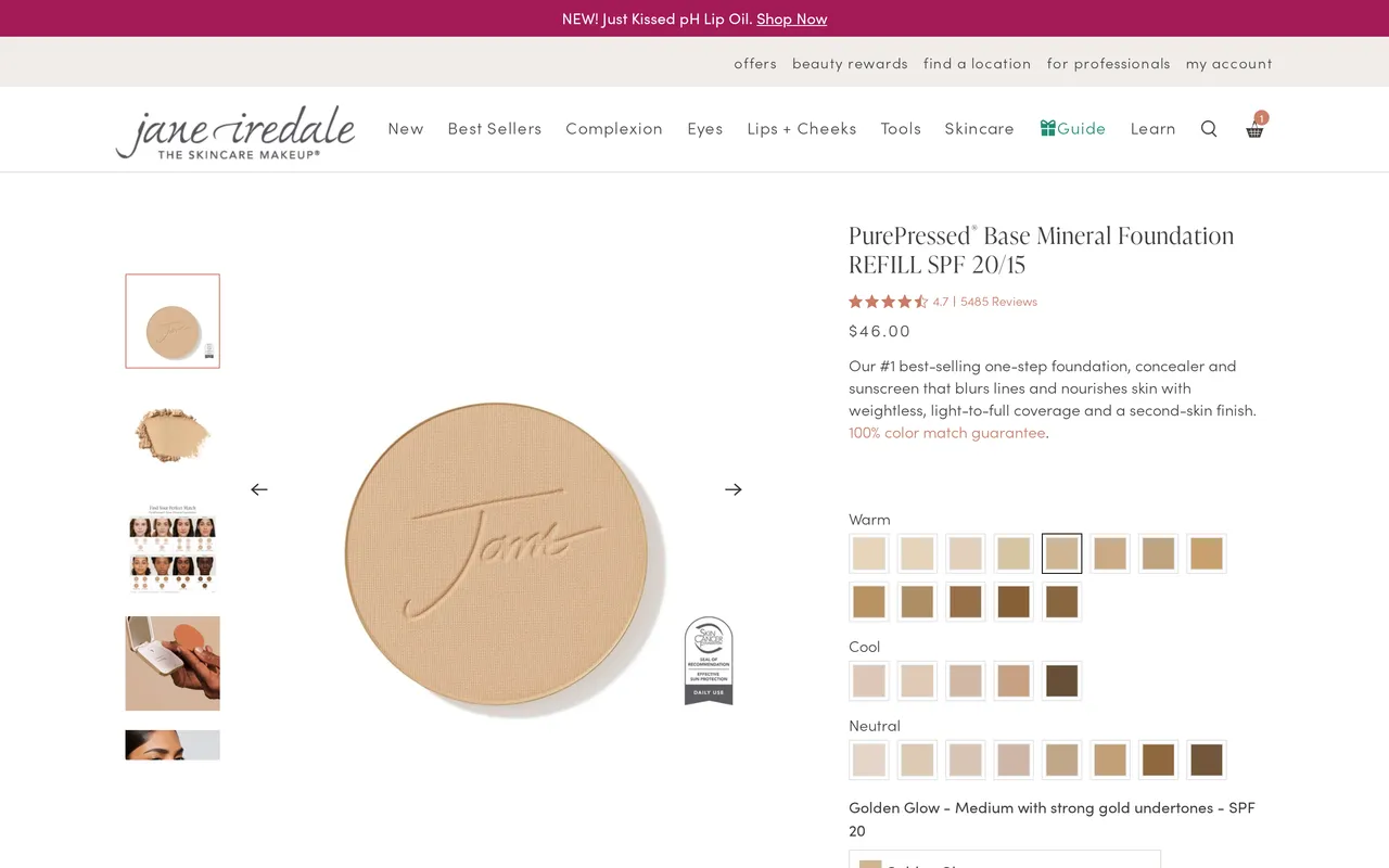 Jane Iredale Product Detail (PDP), product detail page, captured Oct 26, 2026