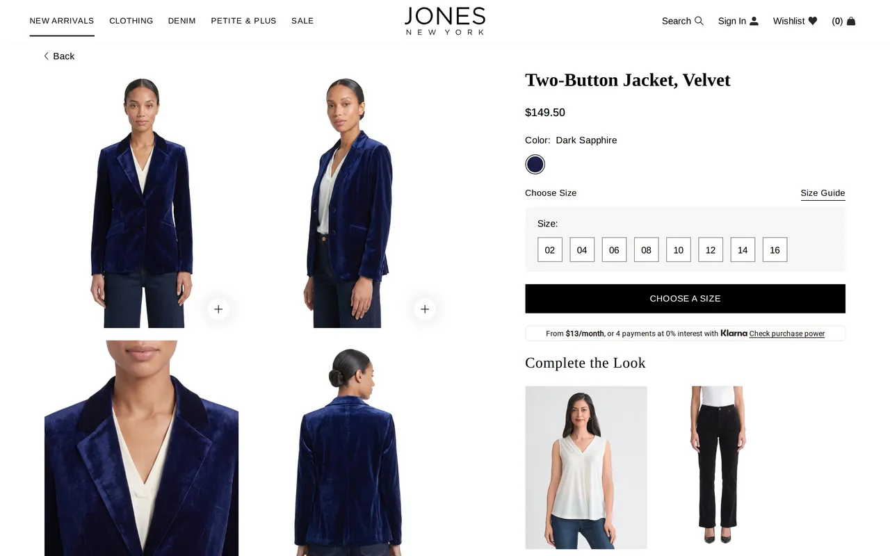 Jones New York Product Detail (PDP), product detail page, captured Oct 26, 2026