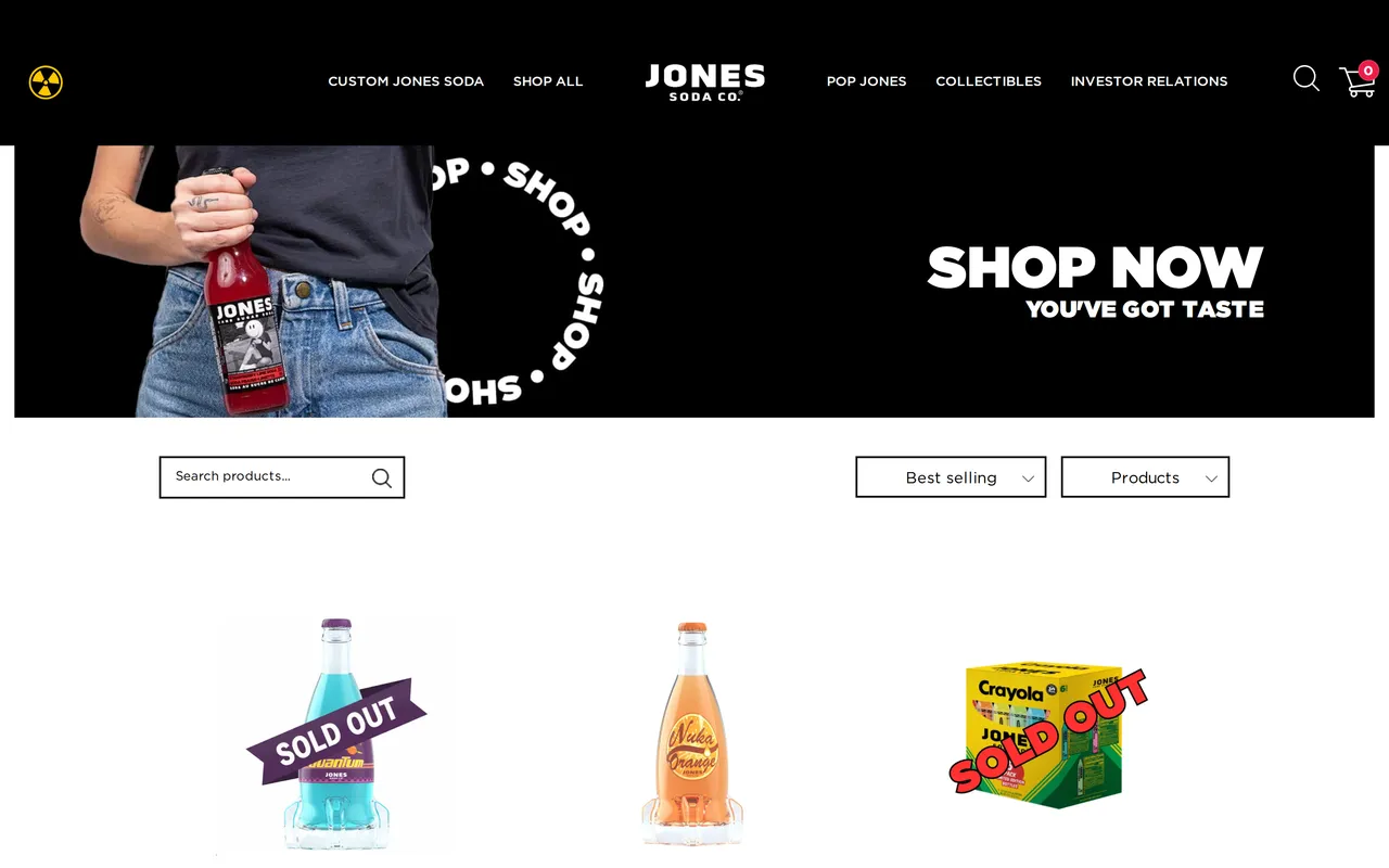 Jones soda co Product Listing (PLP), category listing page, captured Oct 18, 2026