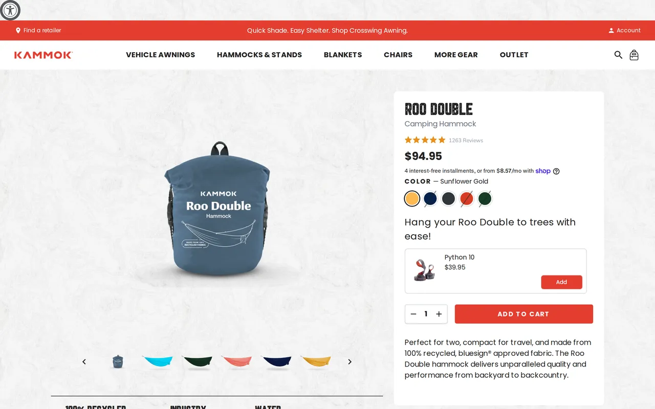 Kammok Product Detail (PDP), product detail page, captured Oct 26, 2026