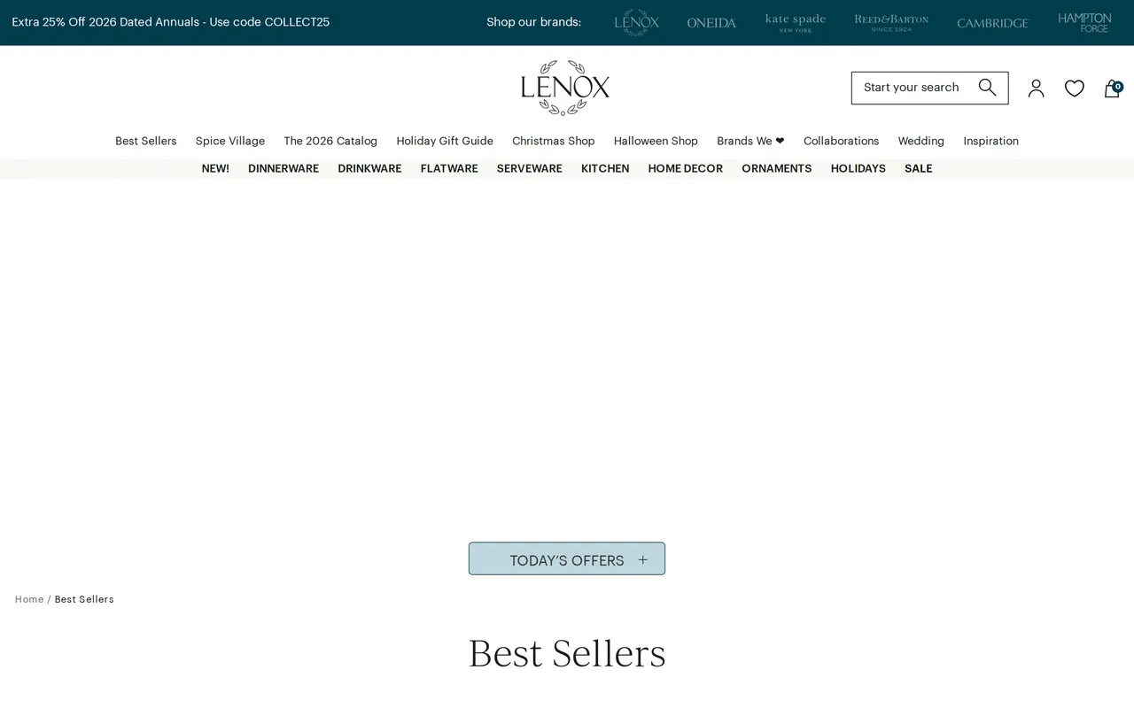 Lenox Product Listing (PLP), category listing page, captured Oct 26, 2026