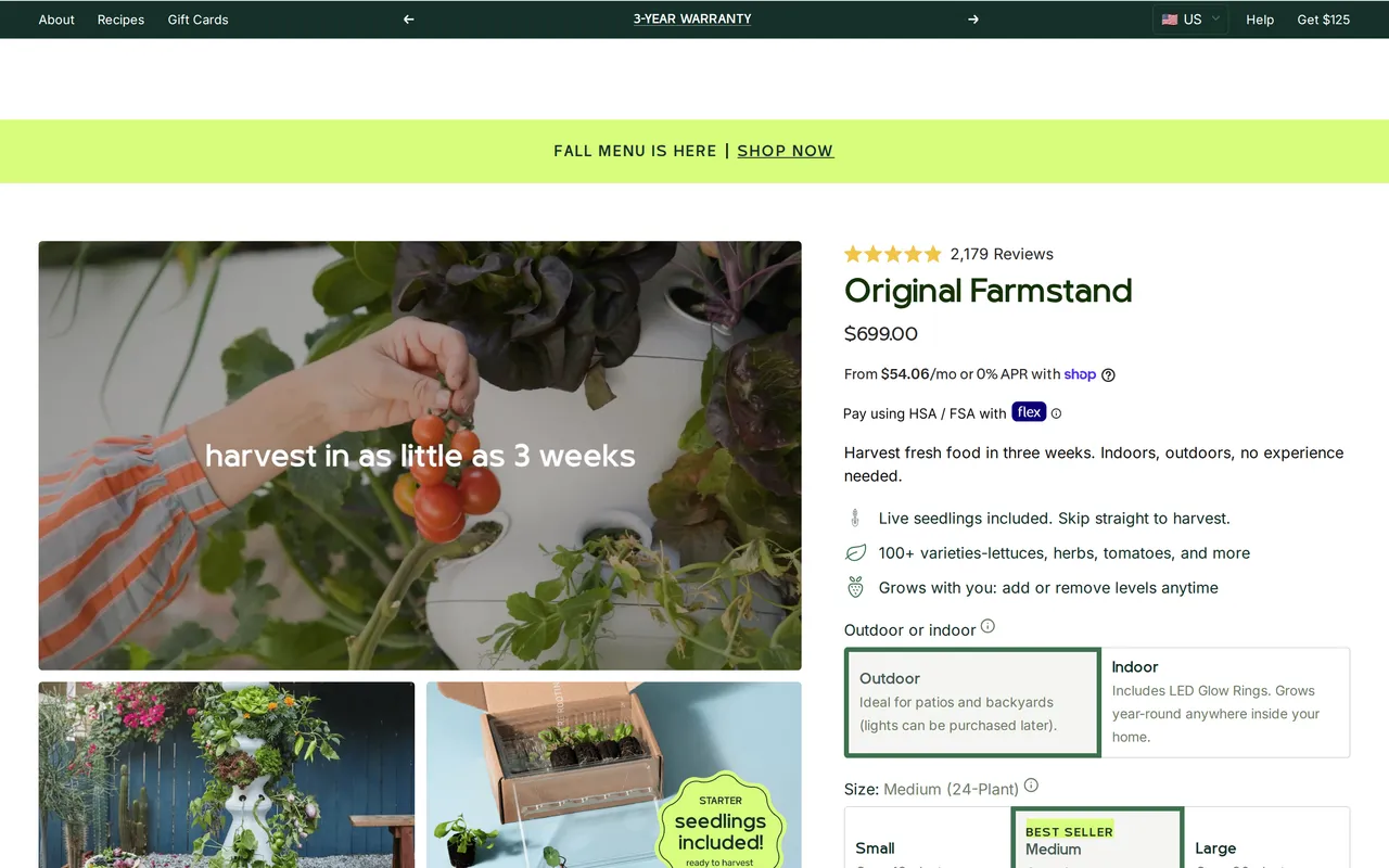 Lettuce Grow Product Detail (PDP), product detail page, captured Oct 19, 2026