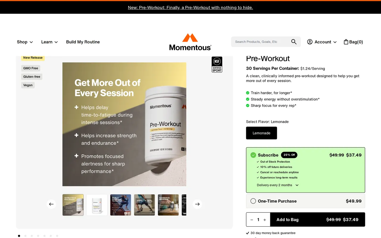 Momentous Product Detail (PDP), product detail page, captured Oct 26, 2026