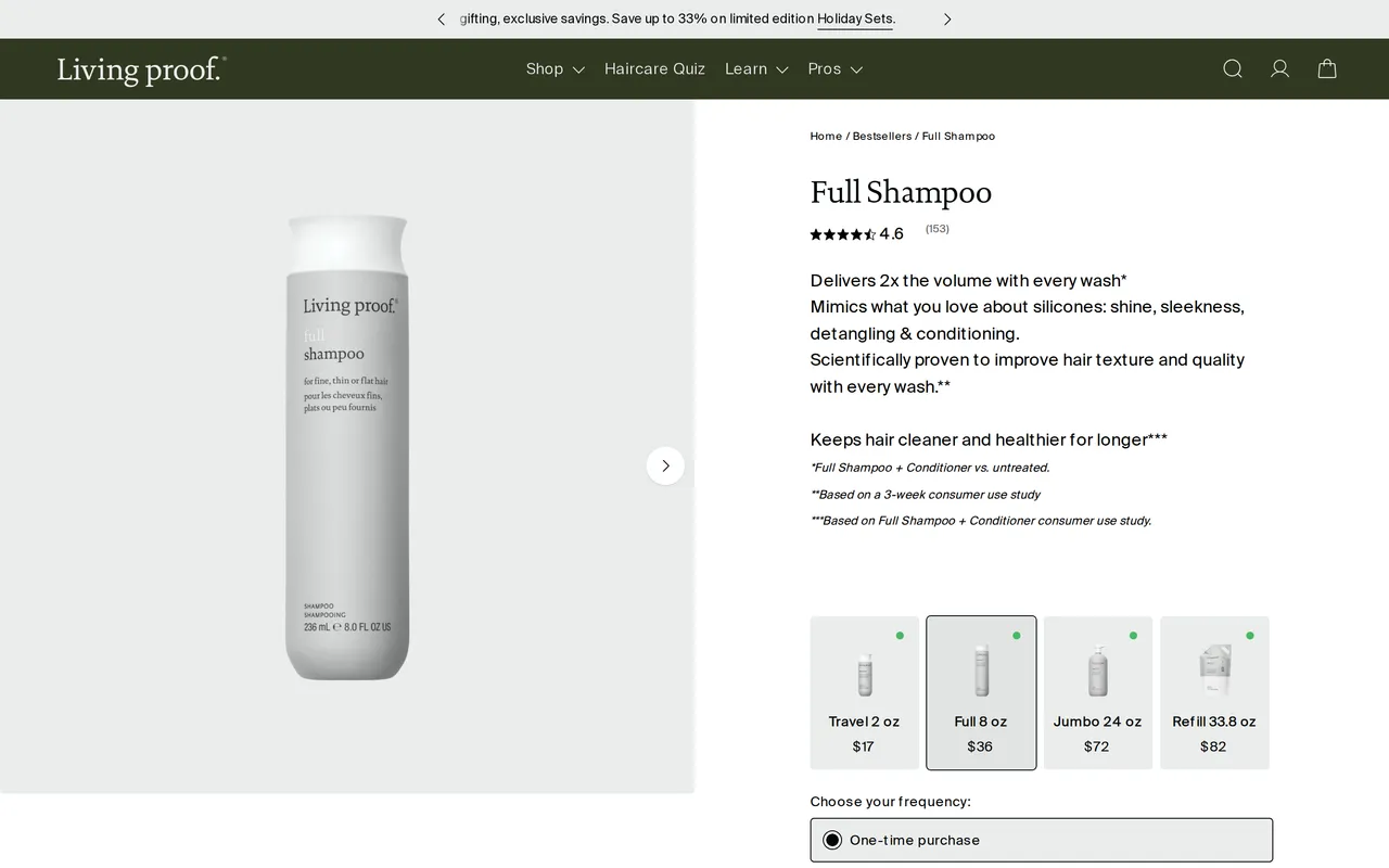 Living Proof Product Detail (PDP), product detail page, captured Oct 26, 2026
