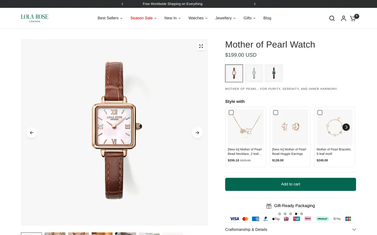 Lola Rose Product Detail (PDP), product detail page, captured Oct 24, 2026