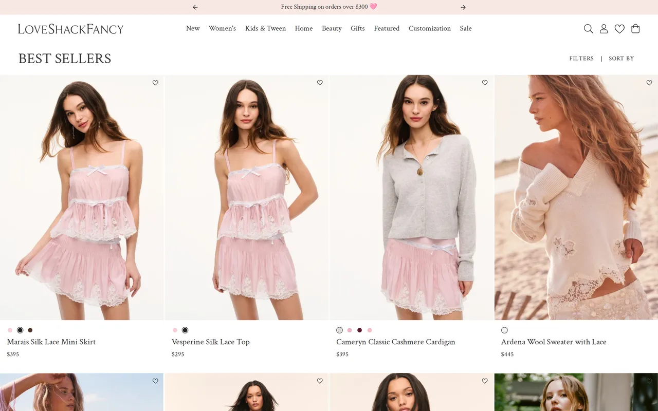 LoveShackFancy Product Listing (PLP), category listing page, captured Oct 26, 2026