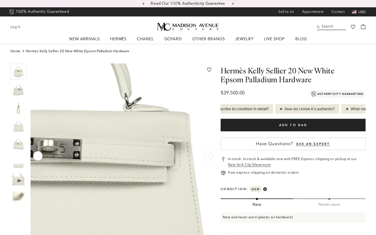 Madison Avenue Couture Product Detail (PDP), product detail page, captured Oct 26, 2026